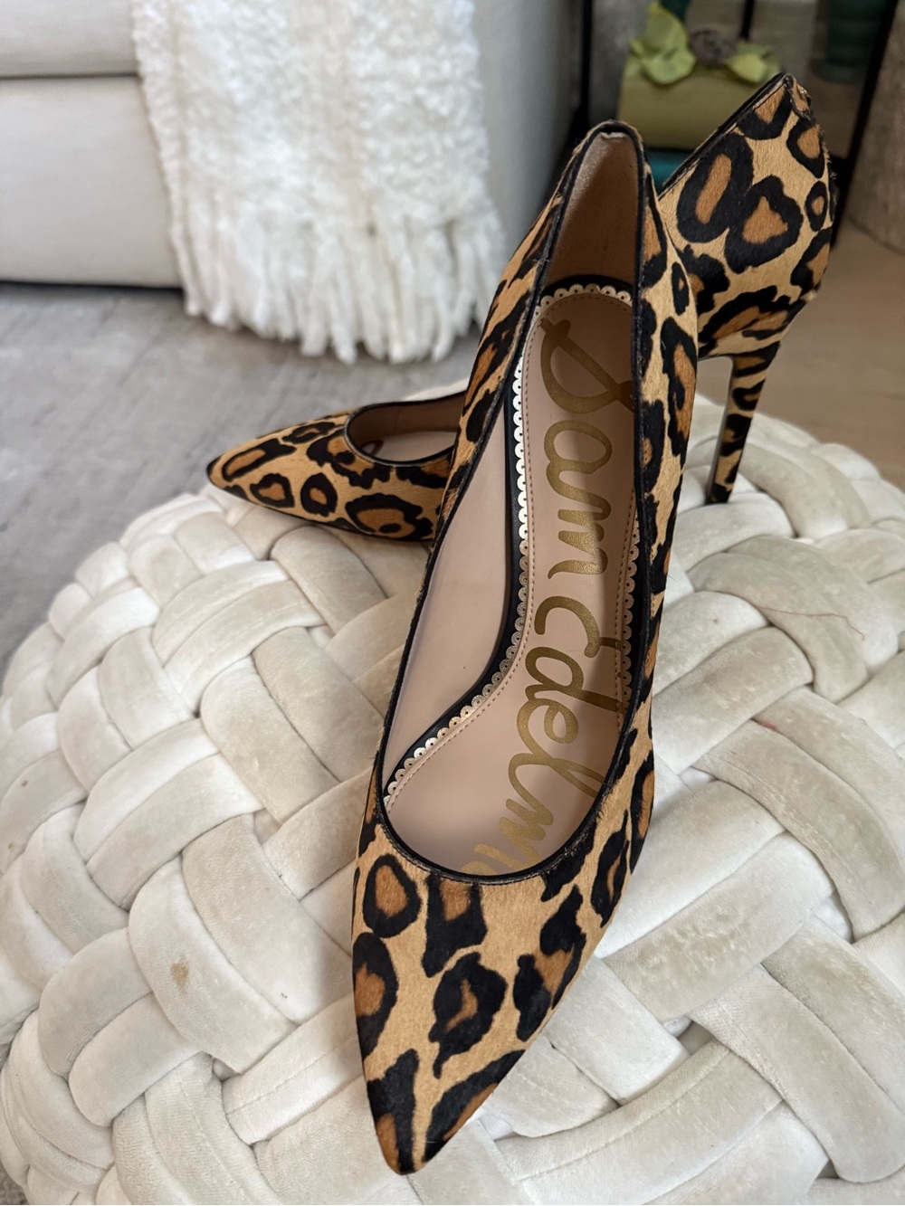 Sam Edelman Leopard Print Pointed Toe Pumps - Brown/Black - Size 91/2